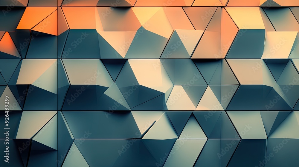 Poster triangles with shadow play create a seamless and abstract background, offering a contemporary look f