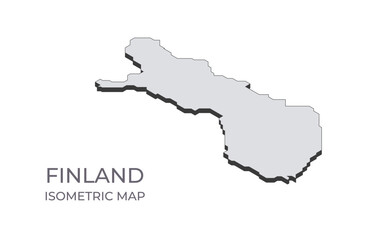 Map of the Finland in simple isometric form. Illustration of isometric map of the country.