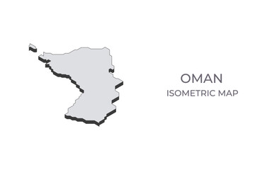 Map of the Oman in simple isometric form. Illustration of isometric map of the country.