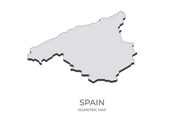 Map of the Spain in simple isometric form. Illustration of isometric map of the country.