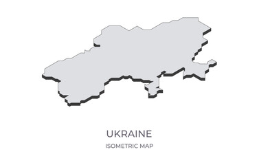 Map of the Ukraine in simple isometric form. Illustration of isometric map of the country.