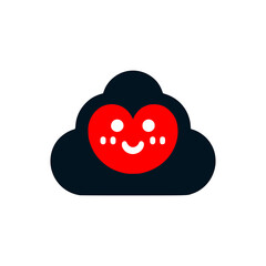 love cloud heart logo vector illustration template design