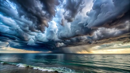 Obraz premium Dramatic Storm Clouds Over the Ocean.