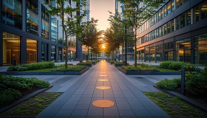 Fototapeta premium Alley with modern office buildings