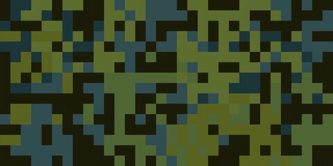 Abstract pixelated pattern with muted green and black colors. Digital art texture.