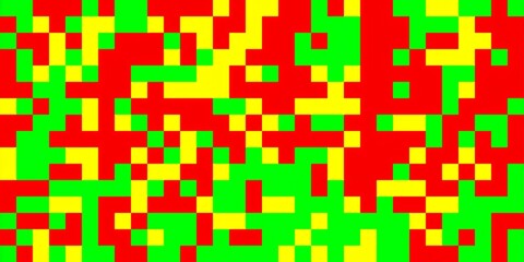 Abstract geometric pixel pattern with red, green and yellow squares. Perfect for backgrounds, website design and more