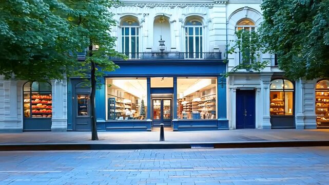 Vintage charming store front with wood carpentry and an elegant retro feel,