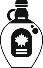Black and white vector icon of a glass jug containing maple syrup