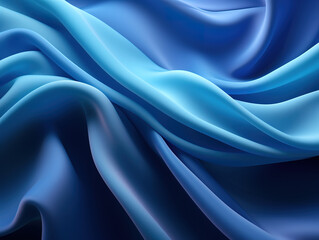 Obraz premium Eye Catching 3d render abstract background with folded textile ruffle blue cloth macro wavy fashion