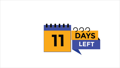 11 days left Countdown number banner templates. time icon. Vector Illustration 

