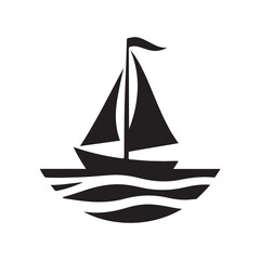 sailboat icon for logo design, clean and simple sailboat icon, silhouette, logo, Sailboat black silhouette, Nautical vessel icon, silhouette, logo template, 