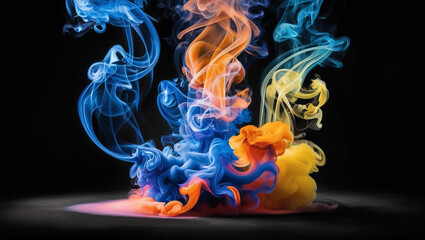 Bright, swirling wisps of colorful smoke vapor