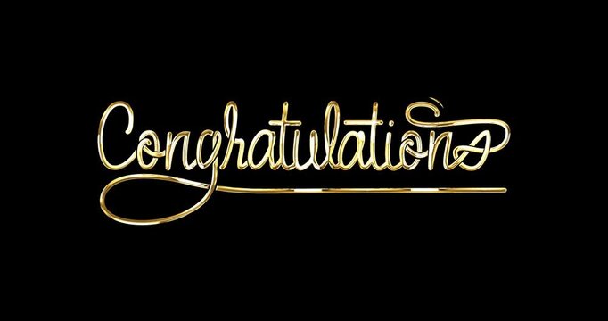 Luxurious 'Congratulations' Animated Text in Gold, Silver, and White with Alpha Channel. Great for Celebratory Videos, and Elegant Event Promotions. Add a Touch of Class to Your Projects