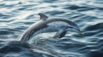 The Atlantic spotted dolphin loves to play in the warm waters of the Atlantic Ocean. --ar 16:9 --v 6.1 Job ID: 3a485a5a-6456-4b39-9c49-922f1ae9221f