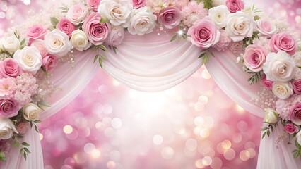 Floral Archway with Pink and White Roses.