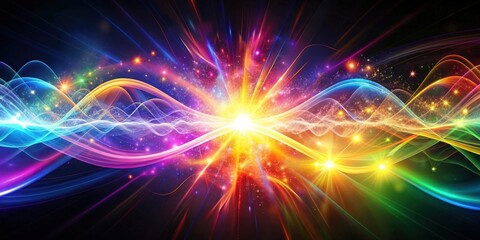 Fototapeta premium Vibrant abstract representation of energy with dynamic waves of light and color pulsating through space, energy, abstract, vibrant