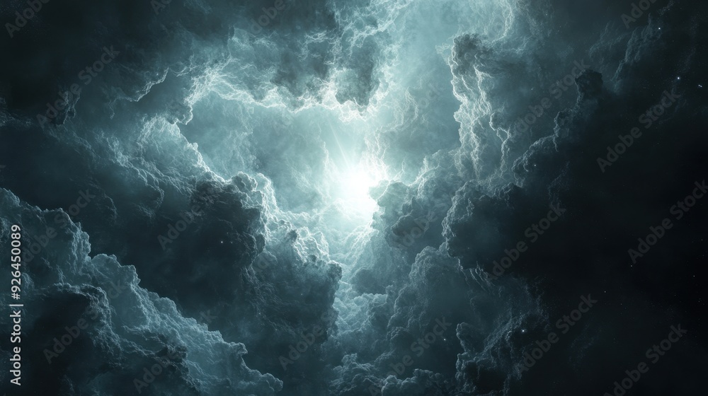 Poster cosmic serenity - ethereal vector art with celestial glow on white background