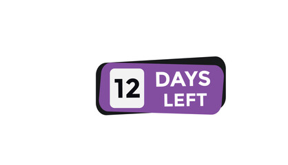 12 days left Countdown number banner templates. time icon. Vector Illustration 
