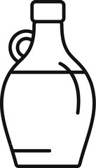 Simple, single weight, line icon style illustration depicting a bottle of maple syrup