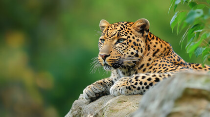 Fototapeta premium The North-Chinese leopard is a rare subspecies of leopard that lives in China. --ar 16:9 --v 6.1 Job ID: 494ccd24-87ac-481c-ab31-96f46ed5909b