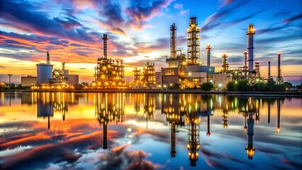 Fototapeta premium Industrial Sunset Reflection.