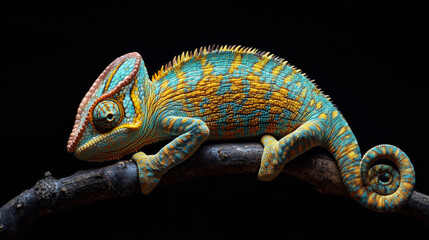 Naklejka premium It uses its skin to change color and blend in with its surroundings, creating a mesmerizing display of nature's colors. --ar 16:9 --v 6.1 Job ID: cfe3ea7f-ecf4-4db3-bea7-de21aa1d8fa2
