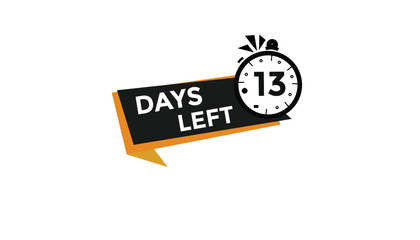 13 days left Countdown number banner templates. time icon. Vector Illustration 

