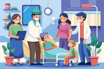 Visit of visitors to the patient to the hospital. Parents with s
