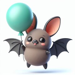 Obraz premium Cute Bouncy bat with a balloon 3d Generative AI