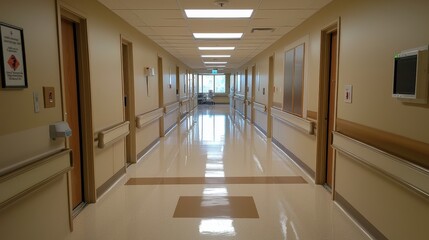 View down hospital corridor