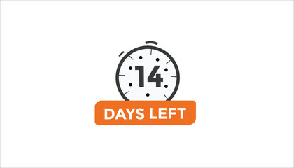 14 days left Countdown number banner templates. time icon. Vector Illustration 