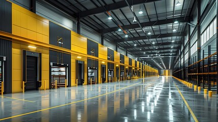 Ergonomic Warehouse with Lift Assist Devices and Adjustable Workstations Enhancing Logistics Efficiency
