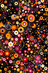 Fototapeta premium Seamless pattern of abstract floral elements in vibrant colors.