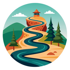 Curved Bending Road Vector Design Illustration