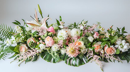 Obraz premium A beautiful bouquet of flowers arranged on a white background, emphasizing the bright and vibrant petals.