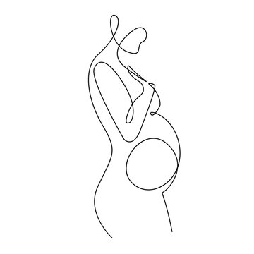 recommend clip art: Pregnant Woman Continuous Line Art Drawing. Pregnancy Concept One Line Drawing Minimalist Illustration for Modern Graphic Design. Vector EPS 10.	