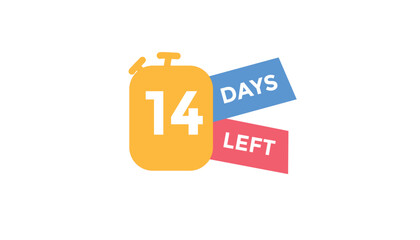 14 days left Countdown number banner templates. time icon. Vector Illustration 