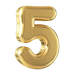 Gold 3D Number 5