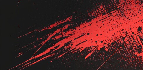 Red halftone background with abstract brush strokes and dots. 