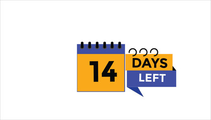 14 days left Countdown number banner templates. time icon. Vector Illustration 