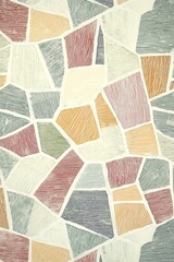 Textured Wallpaper Pattern in Organic Geometric Style with Random Pantone Colors and White Lines Reminiscent of Japanese Bohemian Nordic Boho Woodblock Prints