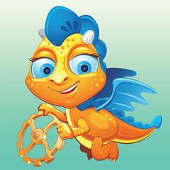 Cartoon baby character dragon, vector illustration