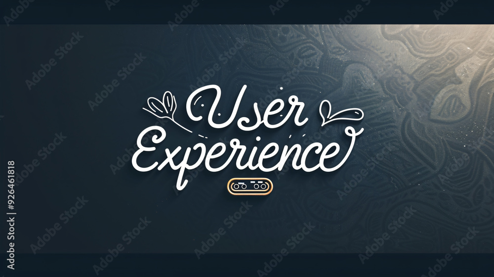 Poster hand lettering user experience concept on a black chalkboard with a slider button below