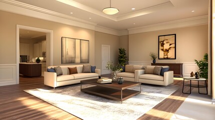 Fototapeta premium Modern Living Room Interior Design With Two Couches
