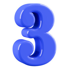 Blue 3D Number 3