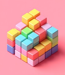 Fototapeta premium Abstract Colorful Blocks Minimalist 3D Illustration