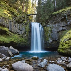 Fotograf&iacute;a Paisaje Natural Cascada Bosque Verde Serenidad