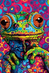 Psychedelic Frog Illustration With Bright Colors