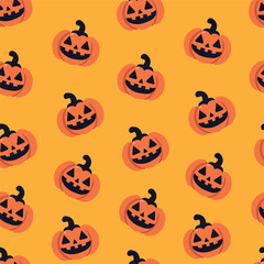 Halloween Pumpkin Pattern - Seamless Jack-o’-Lantern Background