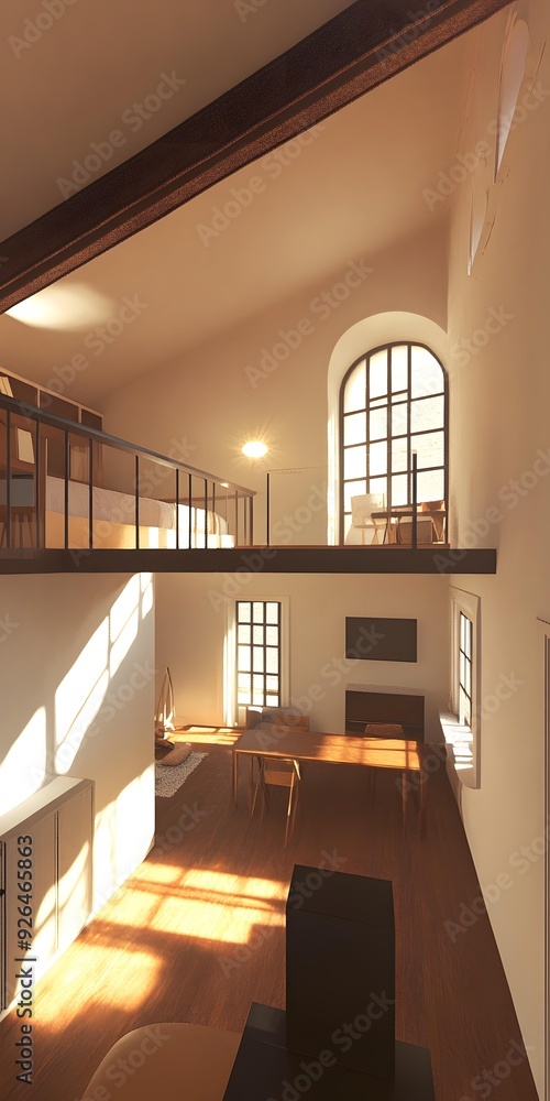 Sticker modern minimalist loft apartment with large windows